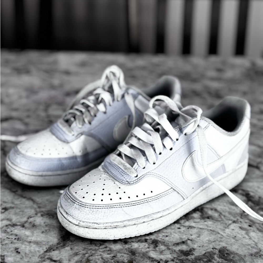 White and Blue Nike Sneakers